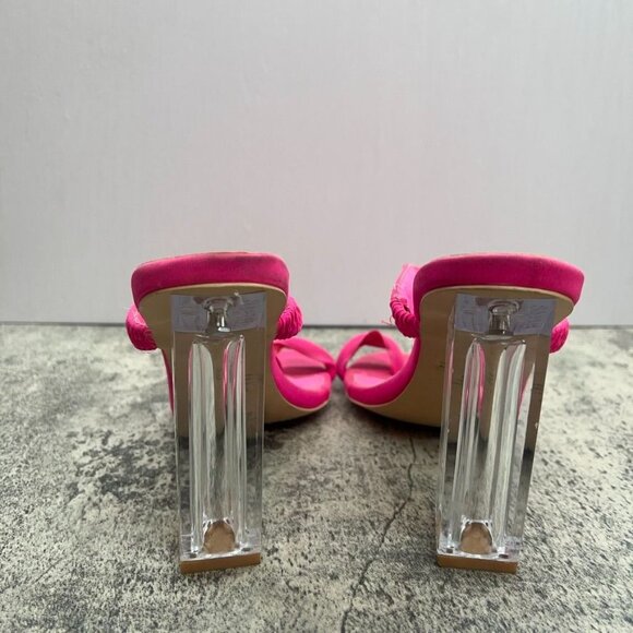 Cape Ribbon Hot Pink Sandal Transparent Heels Womens Size 10M - Picture 5 of 12